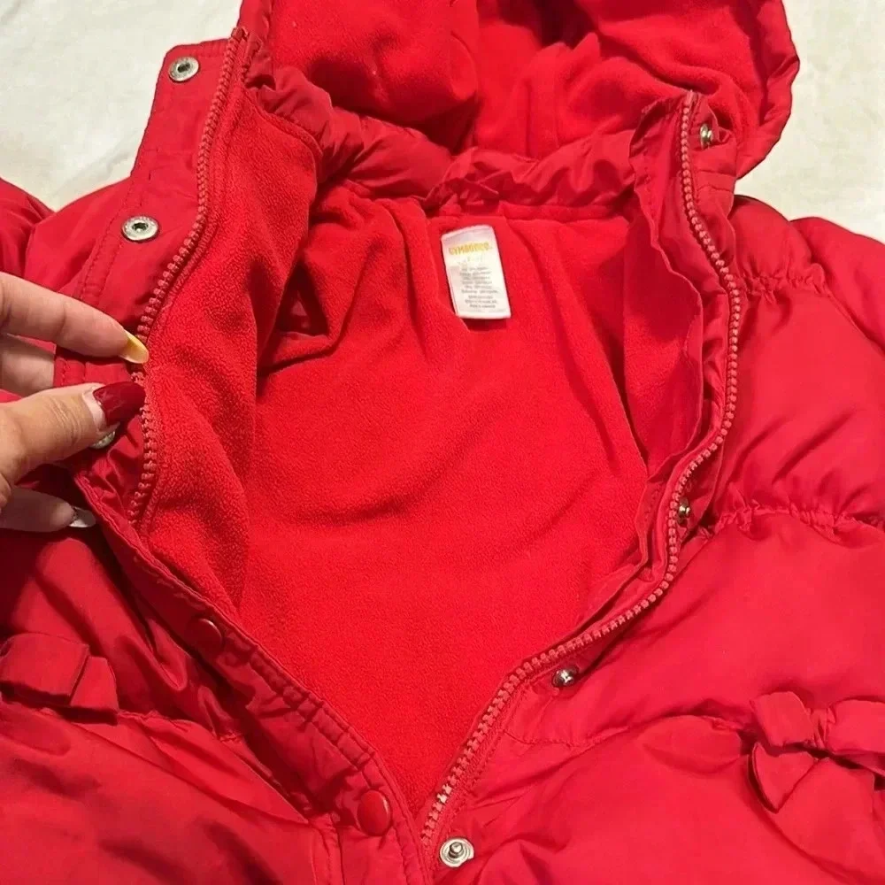 Gymboree Baby Girl Red Puffer Jacket Bows Sz 2T/3T